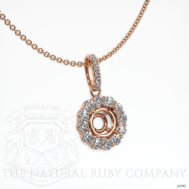 14K Rose Gold Halo Pendant Setting