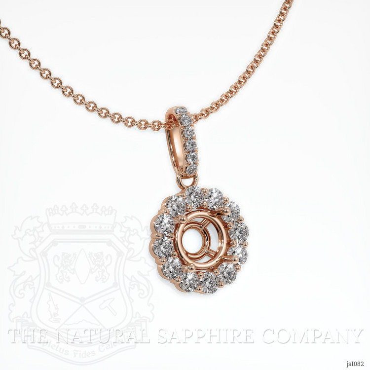 14K Rose Gold Halo Pendant Setting