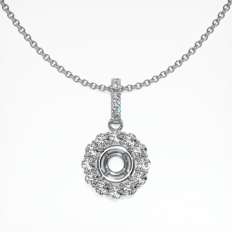 14K White Gold Halo Pendant Setting