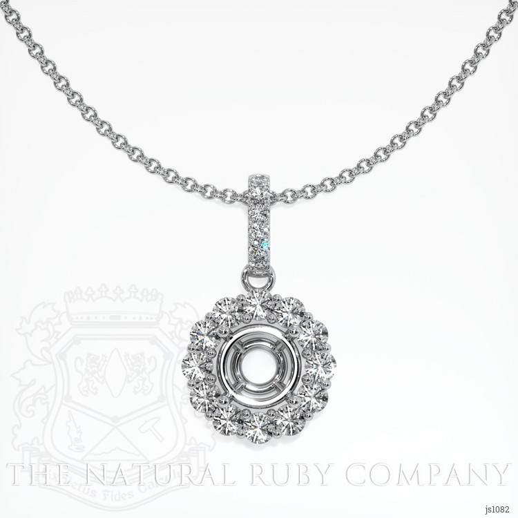 14K White Gold Halo Pendant Setting