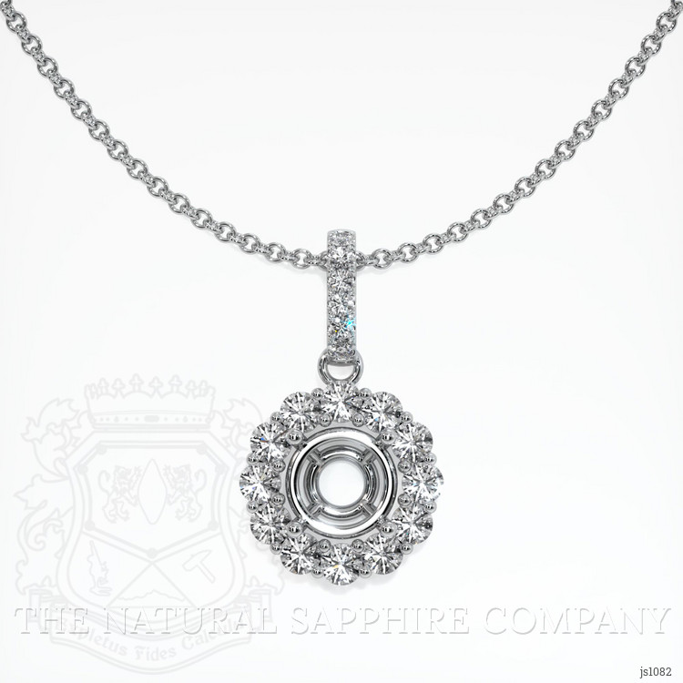 14K White Gold Halo Pendant Setting