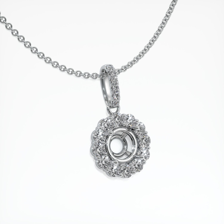 14K White Gold Halo Pendant Setting