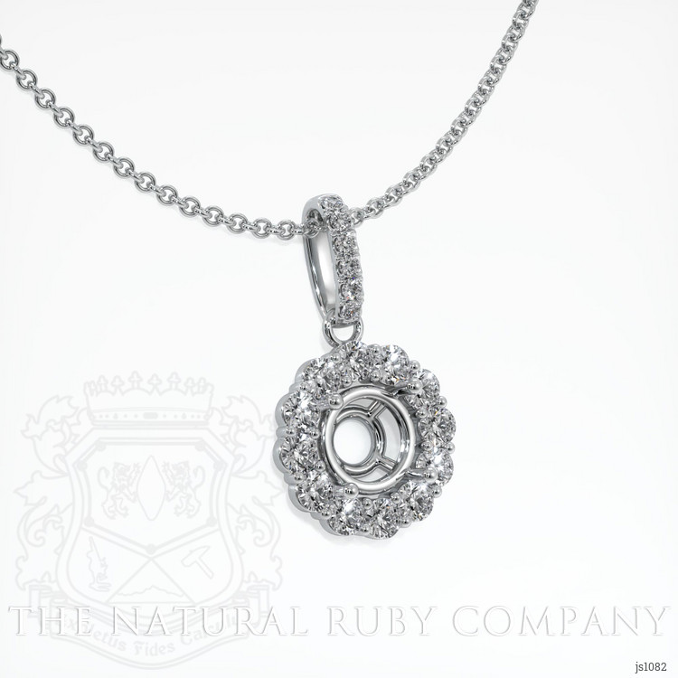 14K White Gold Halo Pendant Setting