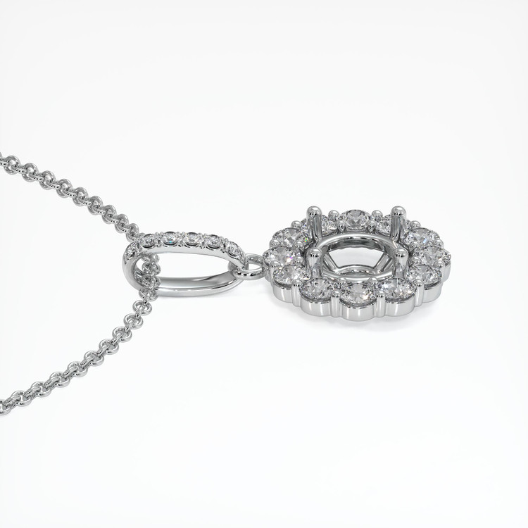 14K White Gold Halo Pendant Setting