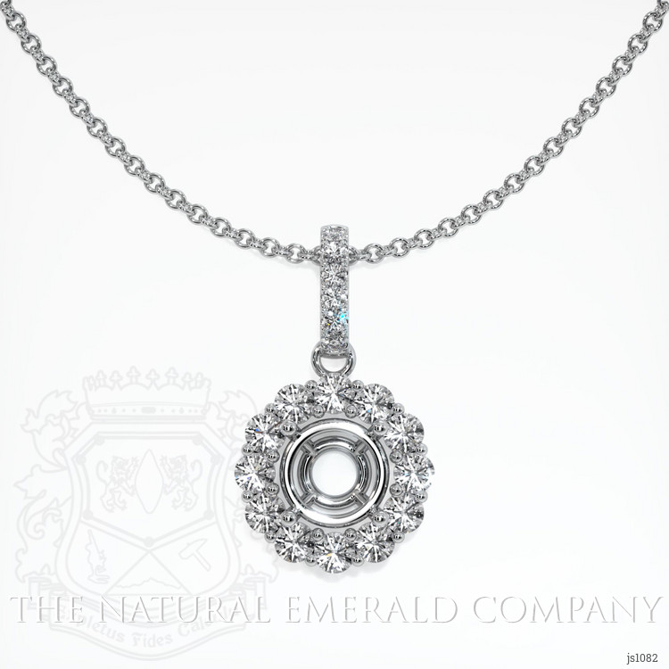 18K White Gold Halo Pendant Setting