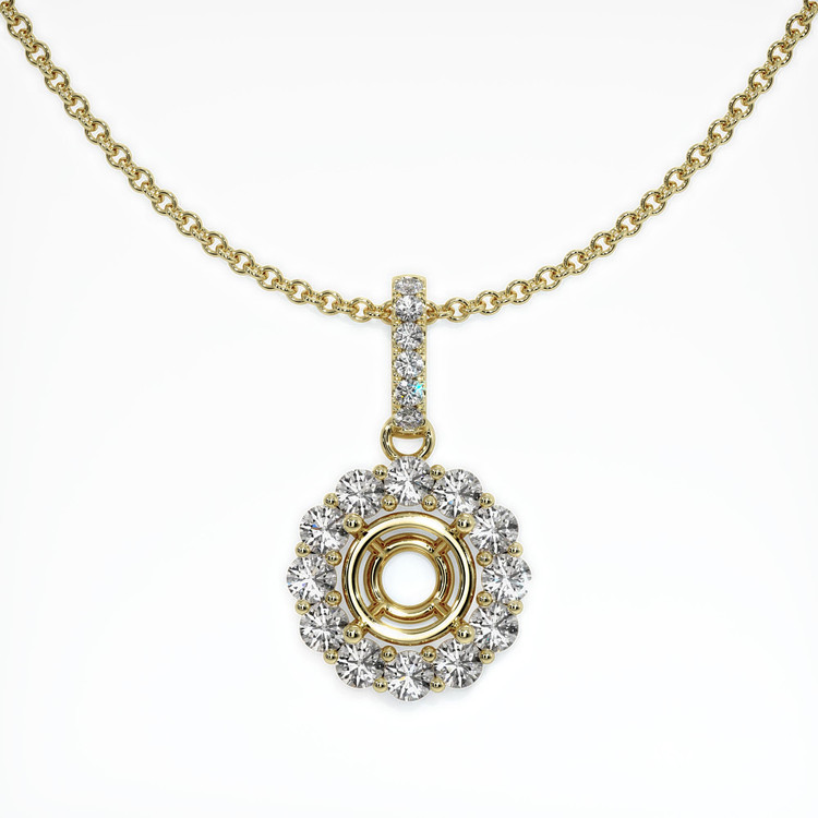 14K Yellow Gold Halo Pendant Setting