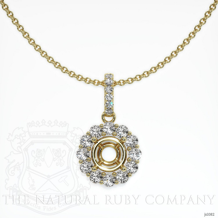 14K Yellow Gold Halo Pendant Setting