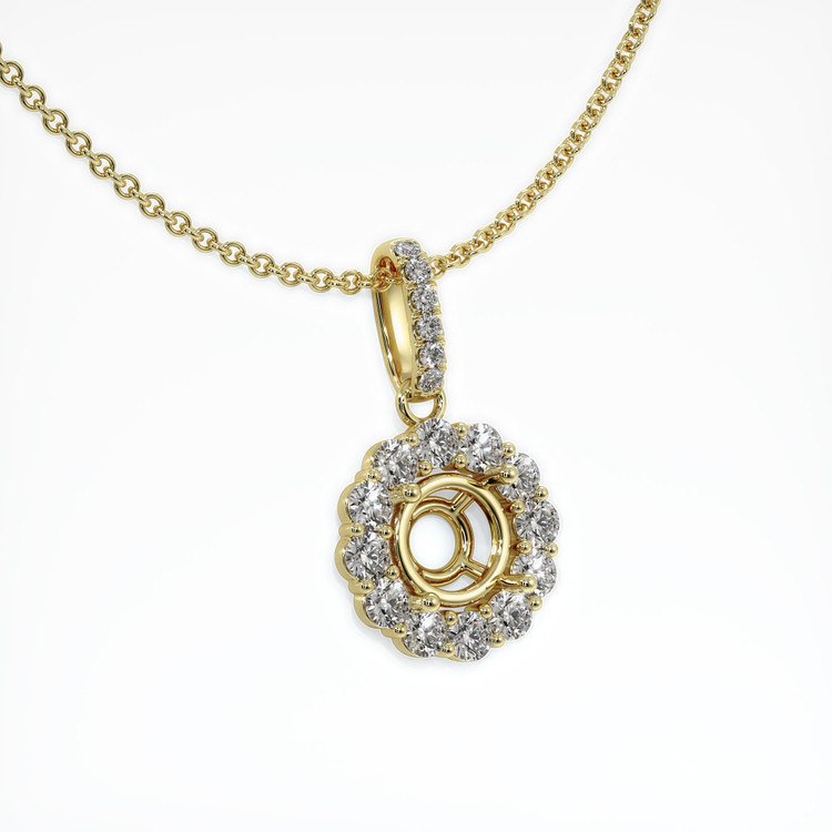 14K Yellow Gold Halo Pendant Setting