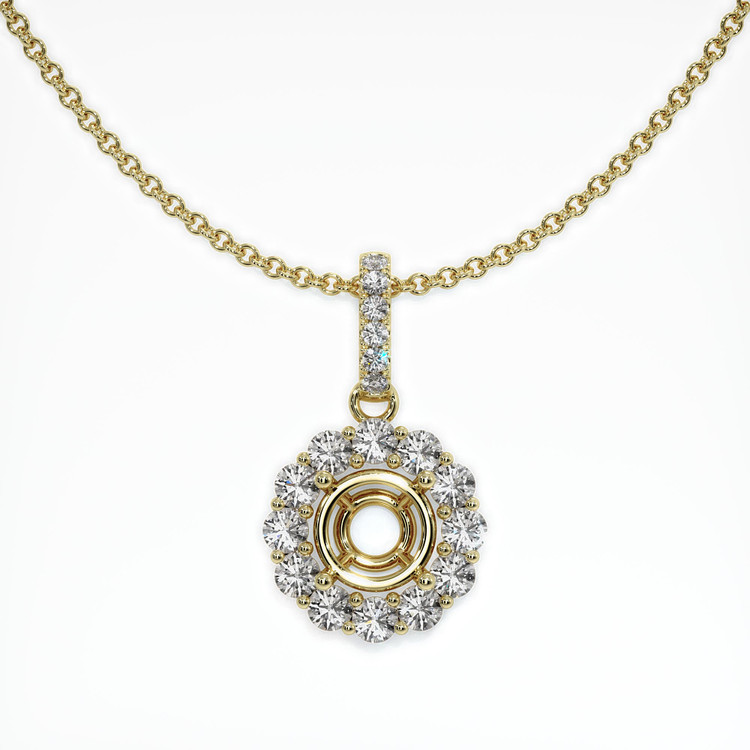 18K Yellow Gold Halo Pendant Setting