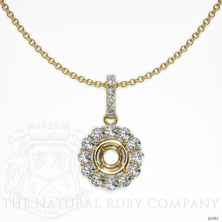 18K Yellow Gold Halo Pendant Setting