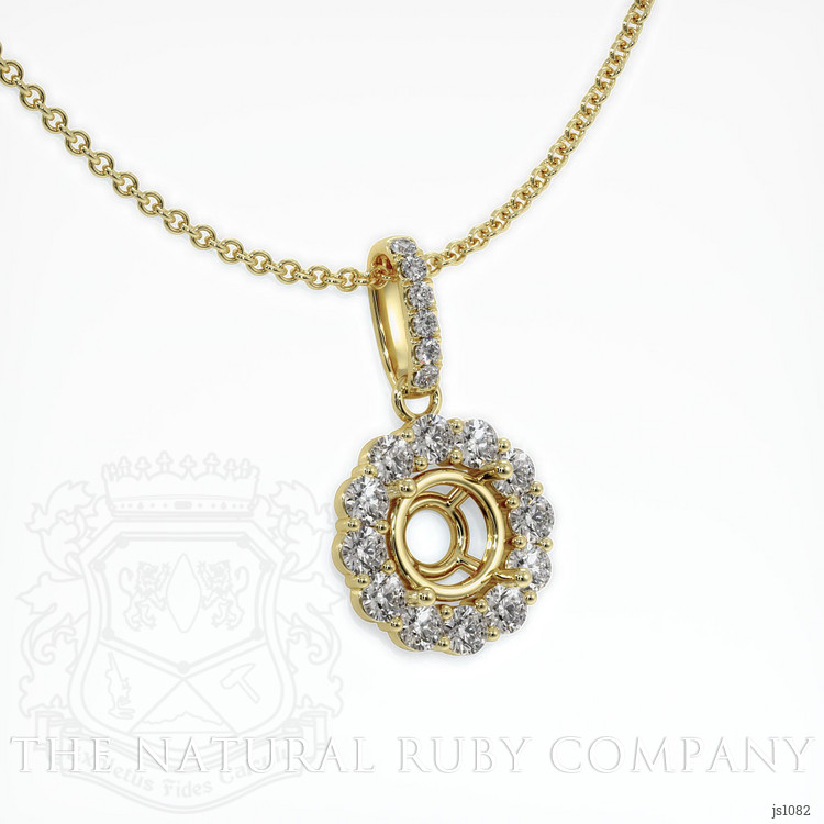 18K Yellow Gold Halo Pendant Setting