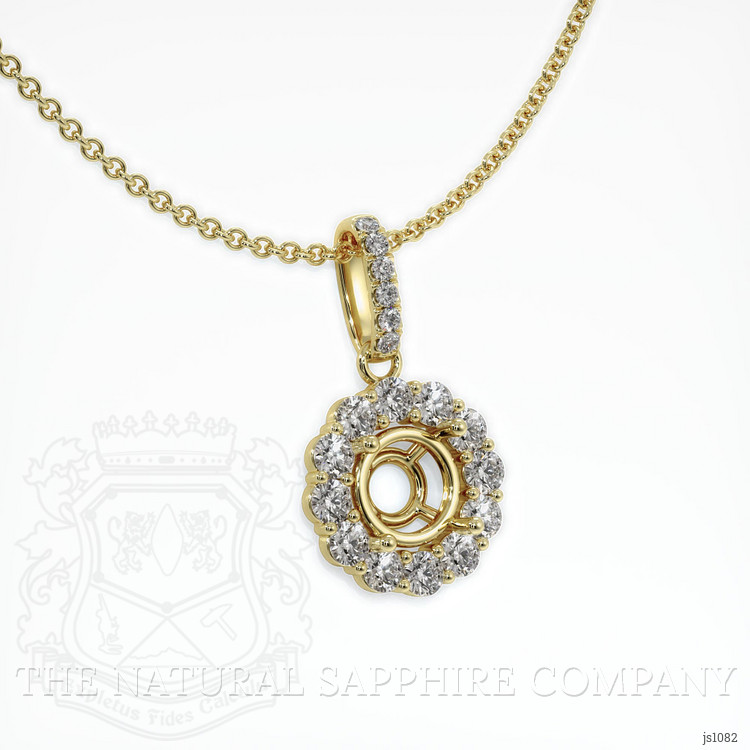 18K Yellow Gold Halo Pendant Setting
