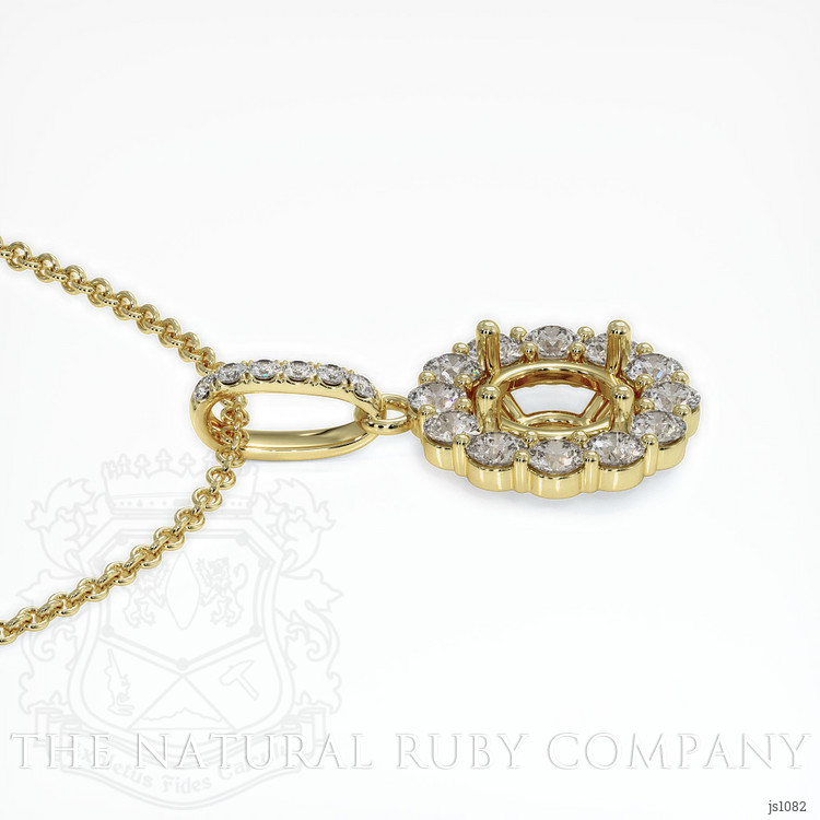 18K Yellow Gold Halo Pendant Setting