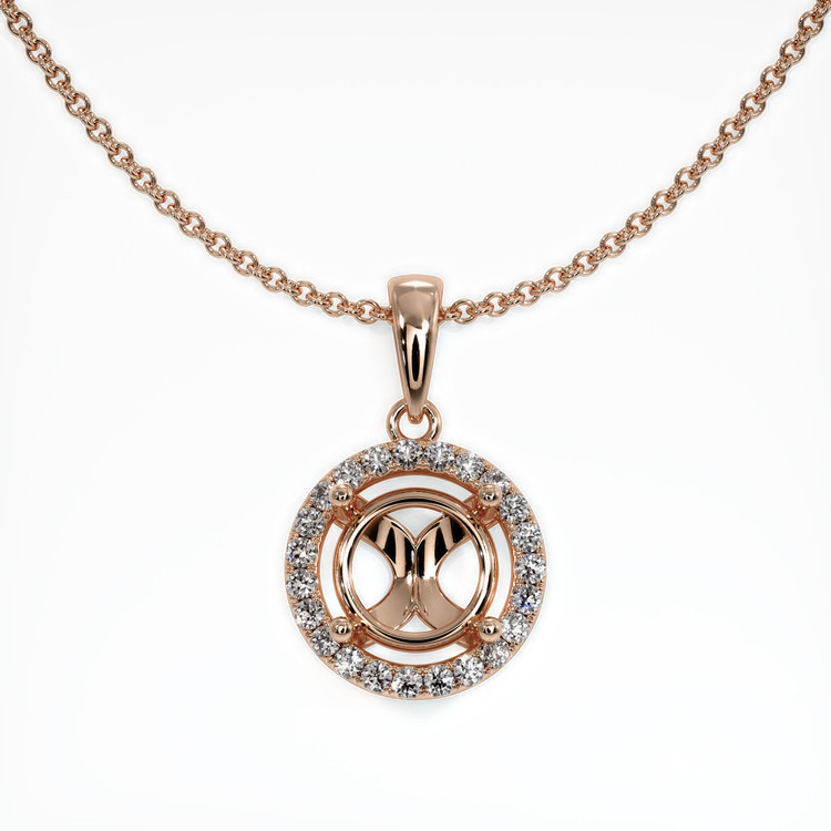 14K Rose Gold Pave Pendant Setting