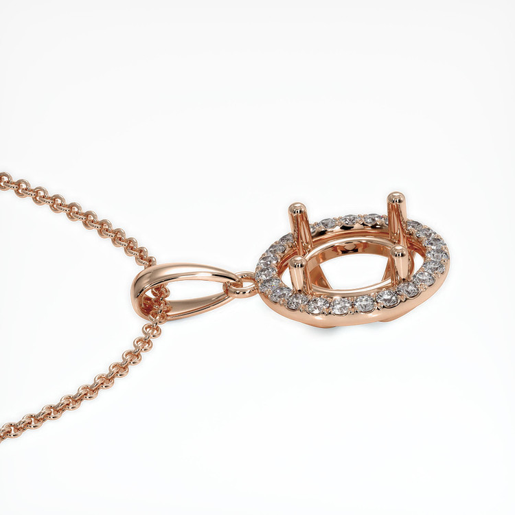 14K Rose Gold Pave Pendant Setting