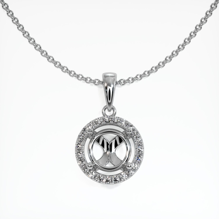 14K White Gold Pave Pendant Setting