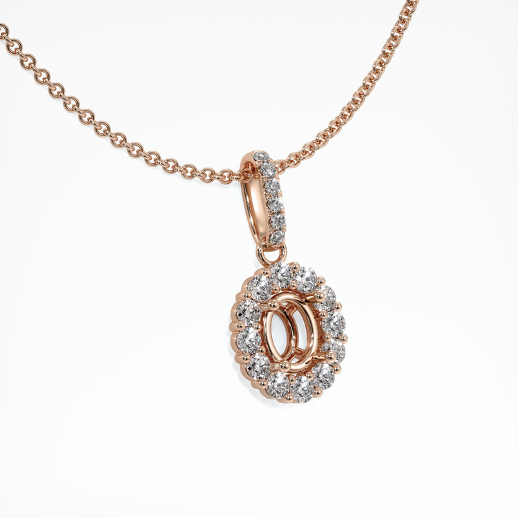14K Rose Gold Halo Pendant Setting
