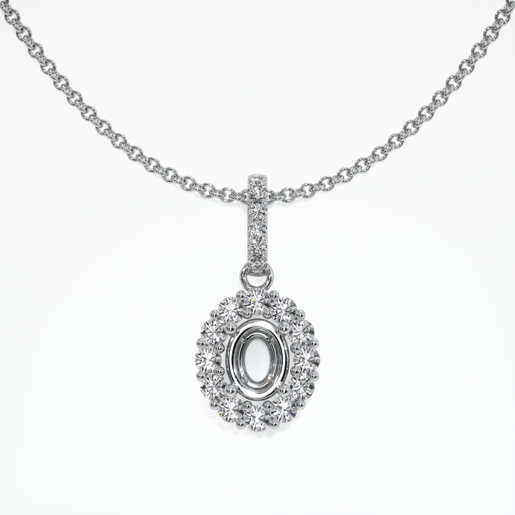 14K White Gold Halo Pendant Setting
