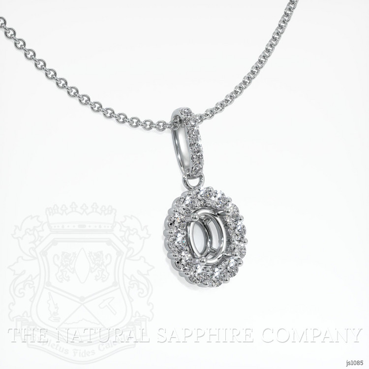 14K White Gold Halo Pendant Setting