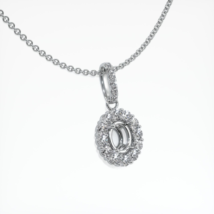 14K White Gold Halo Pendant Setting