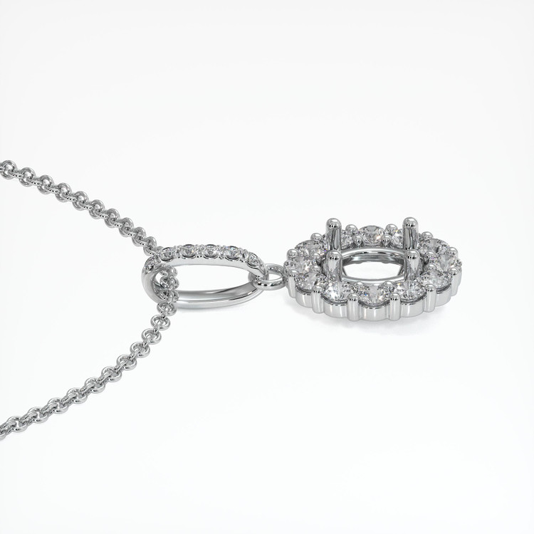 14K White Gold Halo Pendant Setting