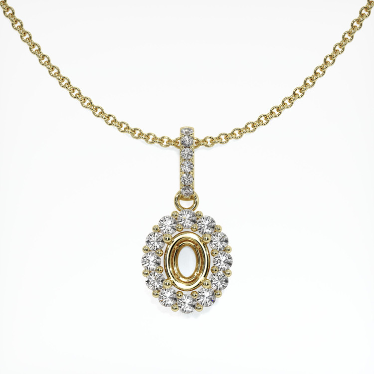14K Yellow Gold Halo Pendant Setting