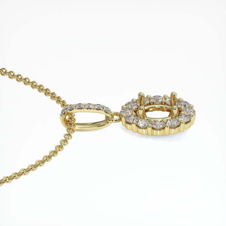 14K Yellow Gold Halo Pendant Setting