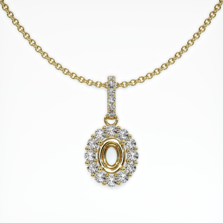 18K Yellow Gold Halo Pendant Setting