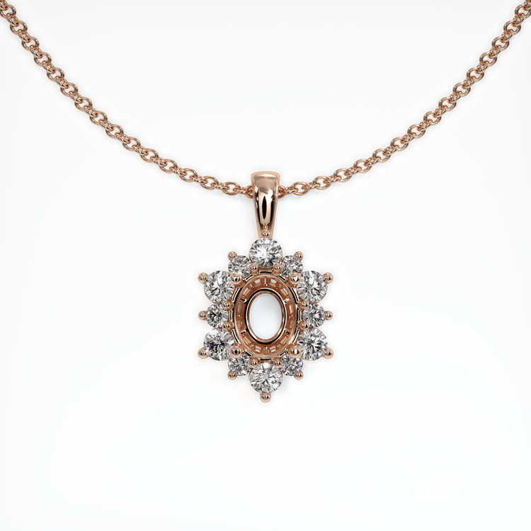 14K Rose Gold Halo Pendant Setting