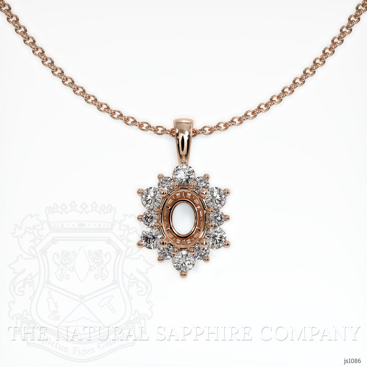 14K Rose Gold Halo Pendant Setting