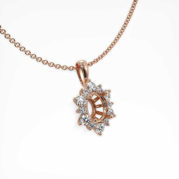 14K Rose Gold Halo Pendant Setting