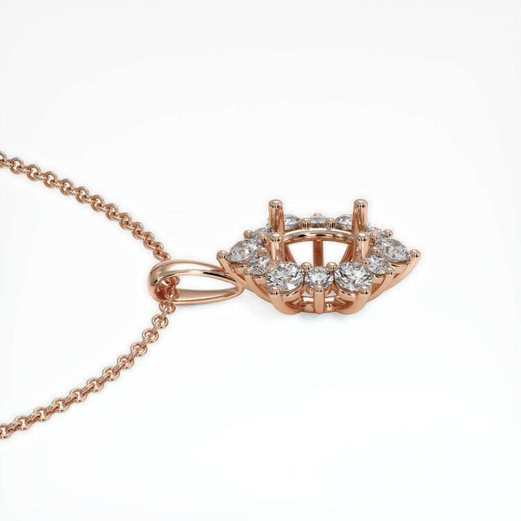 14K Rose Gold Halo Pendant Setting