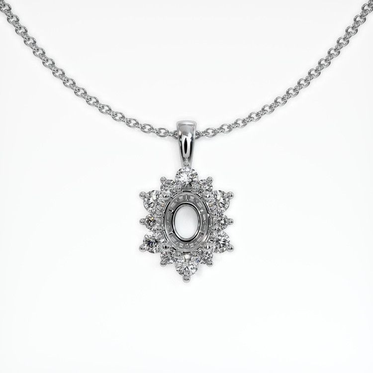 14K White Gold Halo Pendant Setting
