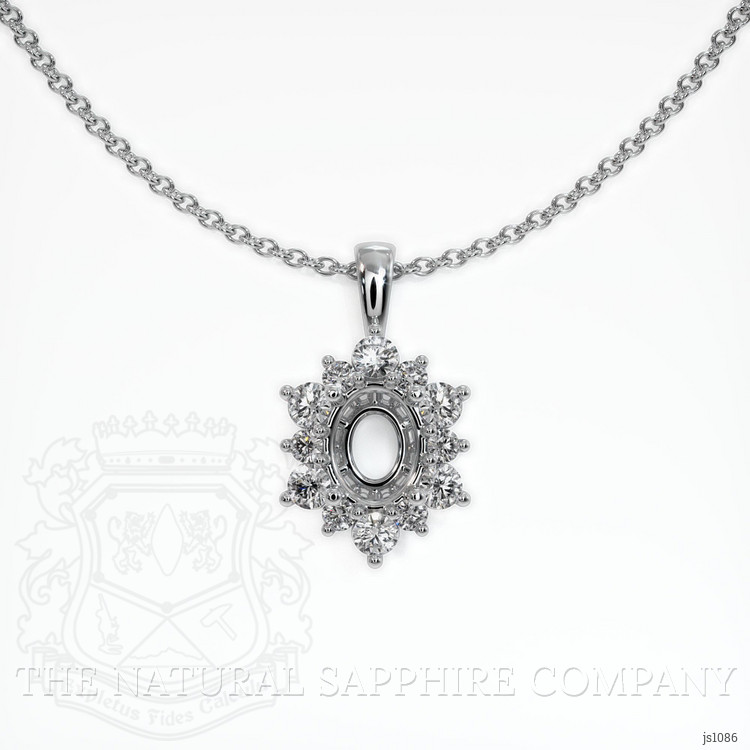 14K White Gold Halo Pendant Setting