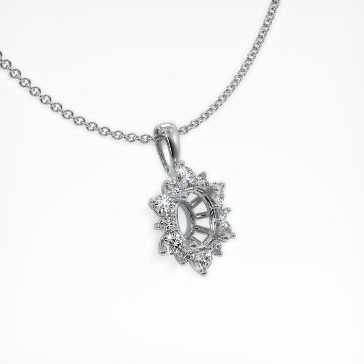 14K White Gold Halo Pendant Setting