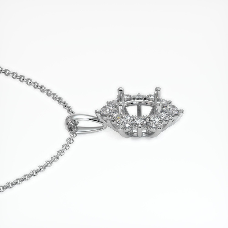 14K White Gold Halo Pendant Setting