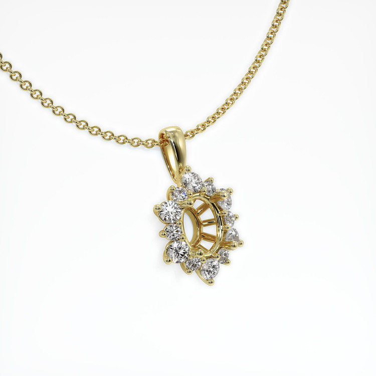 14K Yellow Gold Halo Pendant Setting
