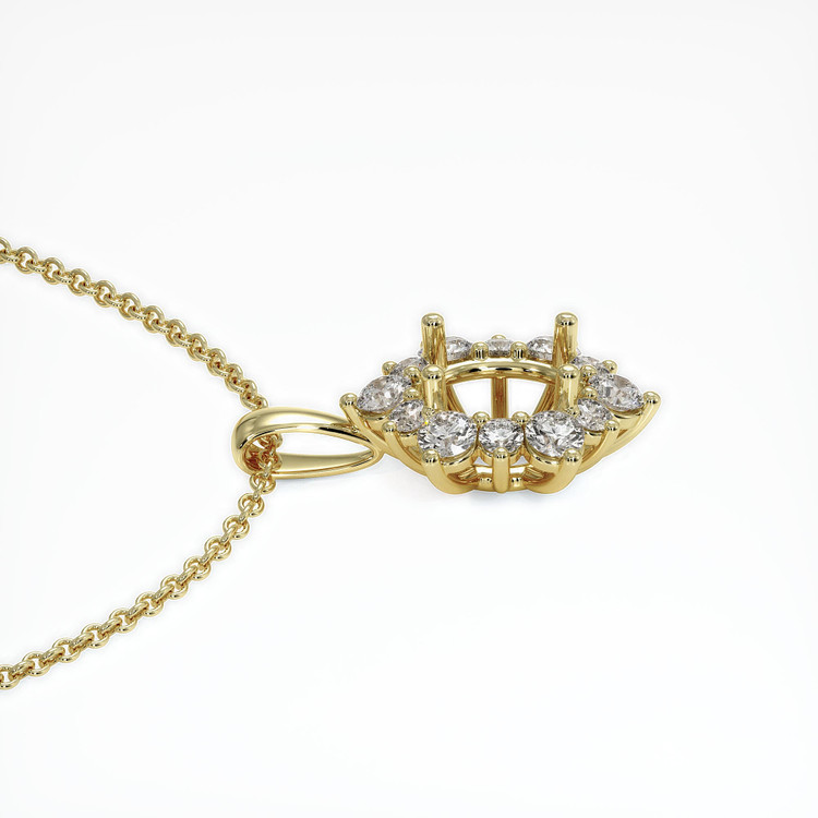 14K Yellow Gold Halo Pendant Setting