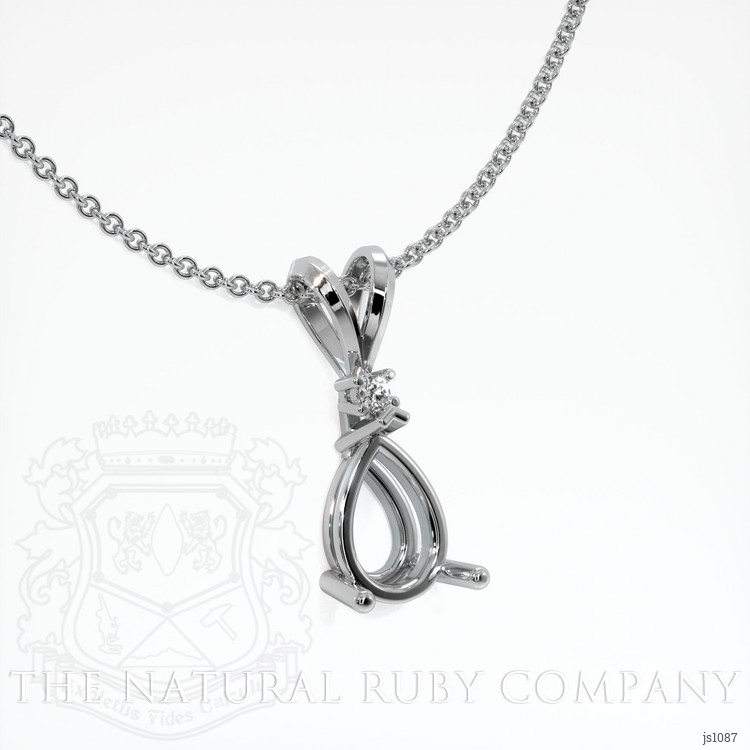 14K White Gold Accent Stones Pendant Setting
