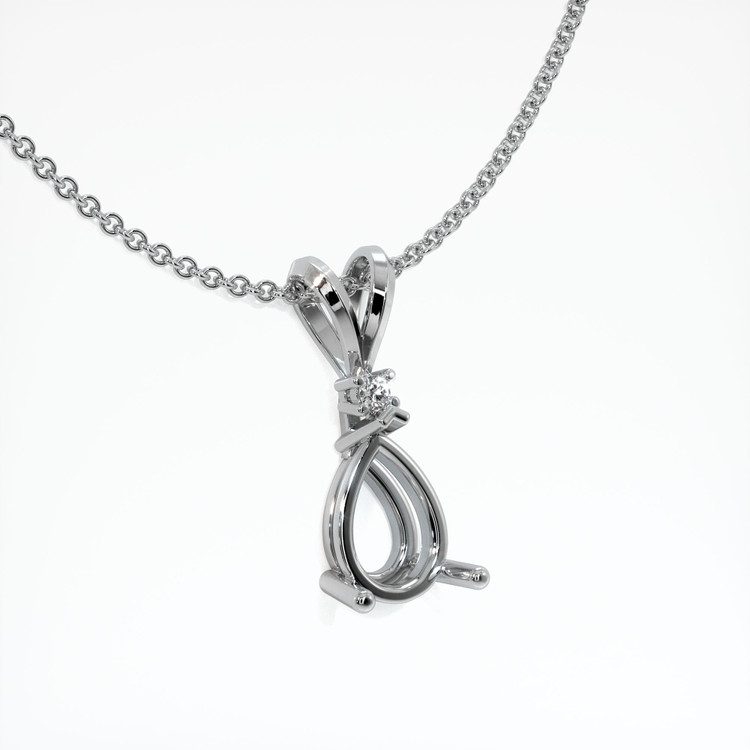 18K White Gold Accent Stones Pendant Setting