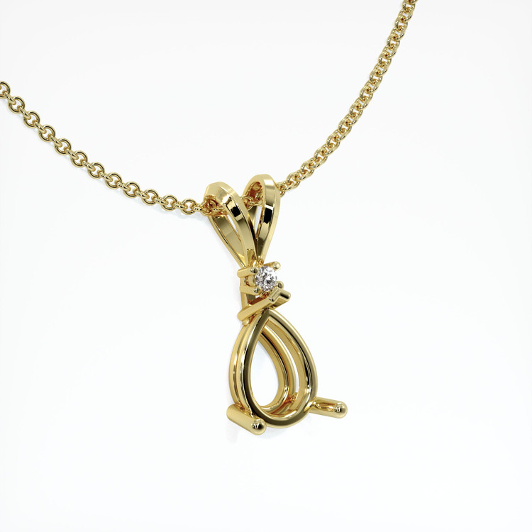 18K Yellow Gold Accent Stones Pendant Setting