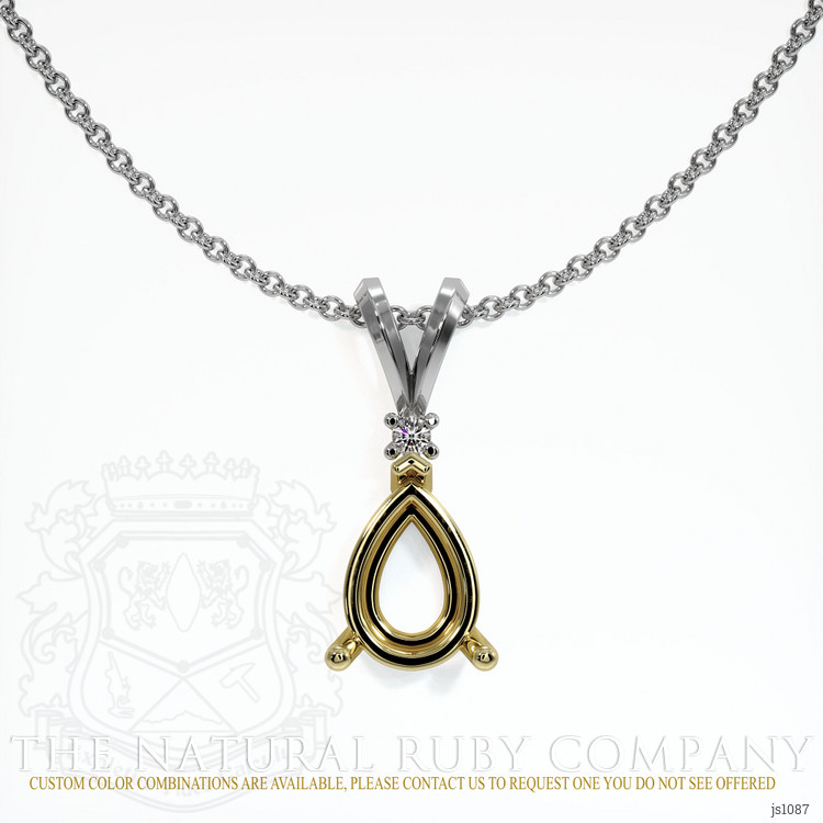 14K Yellow & White Accent Stones Pendant Setting