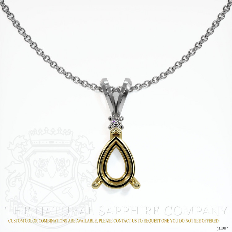 14K Yellow & White Accent Stones Pendant Setting