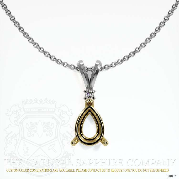 18K Yellow & White Accent Stones Pendant Setting