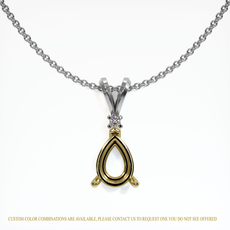 18K Yellow & White Accent Stones Pendant Setting