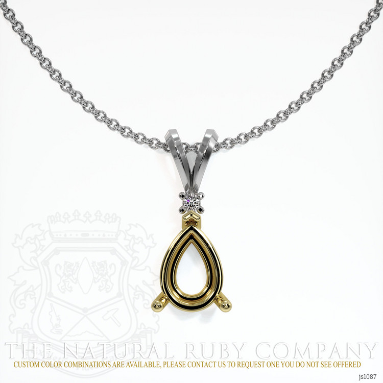 18K Yellow & White Accent Stones Pendant Setting