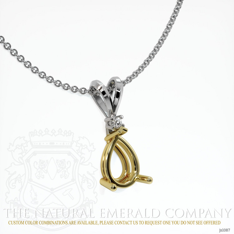 18K Yellow & White Accent Stones Pendant Setting