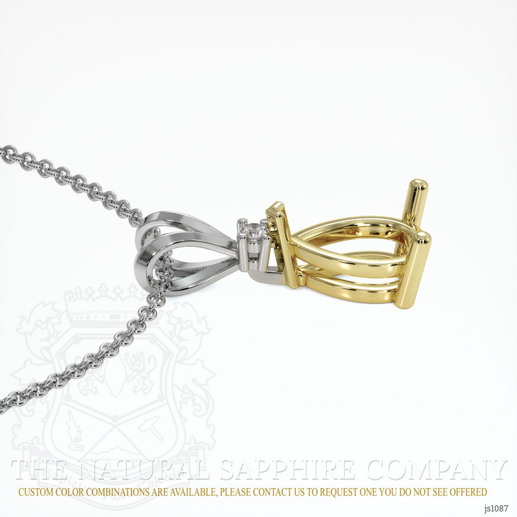 18K Yellow & White Accent Stones Pendant Setting