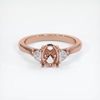 14K Rose Gold Three Stone Ring Setting Image