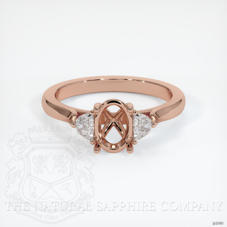 14K Rose Gold Three Stone Ring Setting